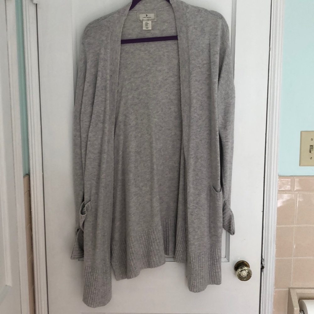 gray cardigan